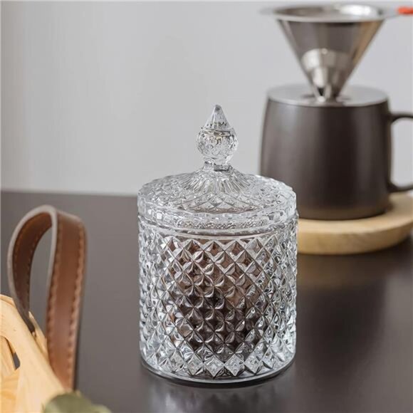 2 Pack Qtip Holder Thick Glass Apothecary Jars with Lid for Bathroom Decor, - Picture 6 of 7